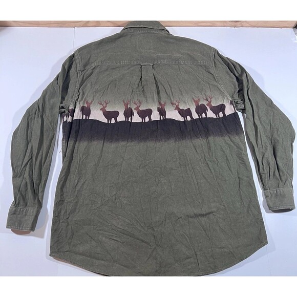 Vintage Woolrich Olive Deer Long Sleeve Button Down Shirt Men's Size XL - Picture 9 of 9